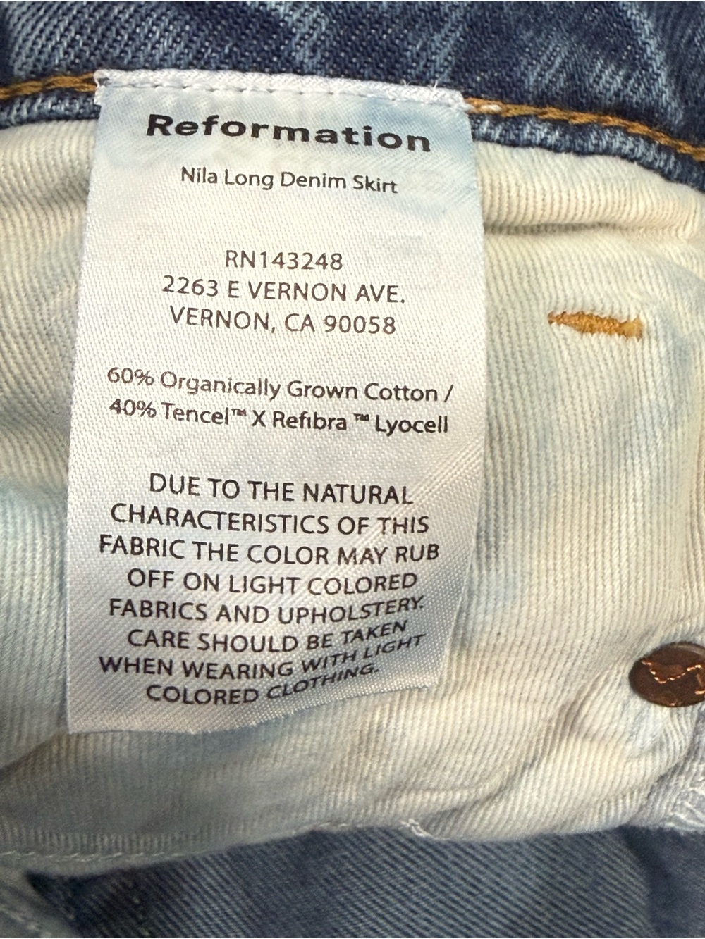 Reformation Nila Long Skirt Light Blue Denim Jean Womens Size 24 - Picture 7 of 8